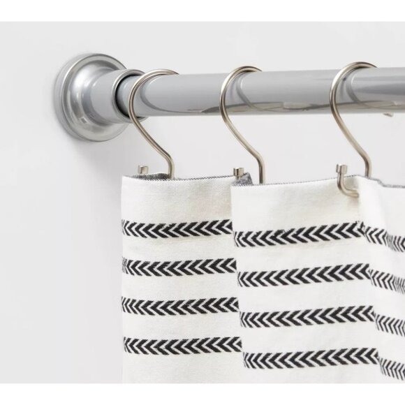 Dual Mount Chrome Finish Cast Finial End Shower Curtain Rod 46" to 72" Lengths - Picture 1 of 7